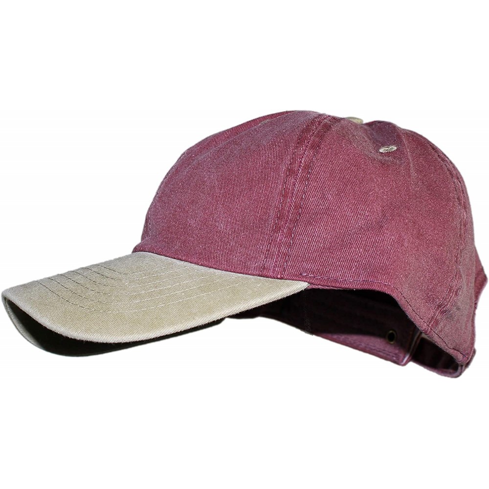 Baseball Caps Oceanside Solid Color Adjustable Baseball Cap - Tan and Burgundy - CQ18R35AM2O $9.04