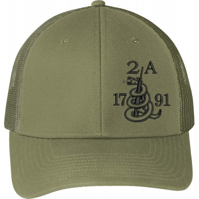 Baseball Caps Gun Snake 2A 1791 AR15 Guns Right Freedom Embroidered One Size Fits All Structured Hats - Side Olive Green - C1...