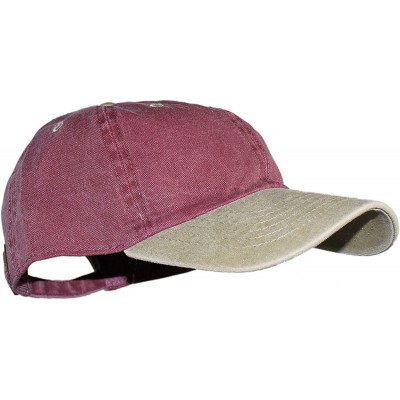 Baseball Caps Oceanside Solid Color Adjustable Baseball Cap - Tan and Burgundy - CQ18R35AM2O $9.04