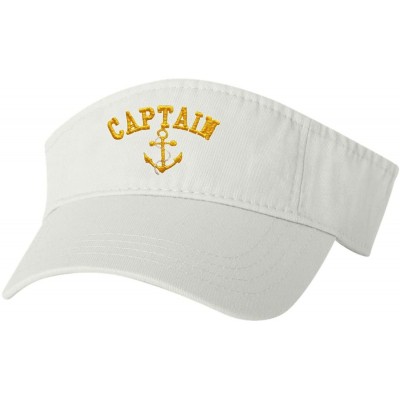 Visors Adult Captain with Anchor Embroidered Visor Dad Hat - White - CB184IKRGO6 $29.86