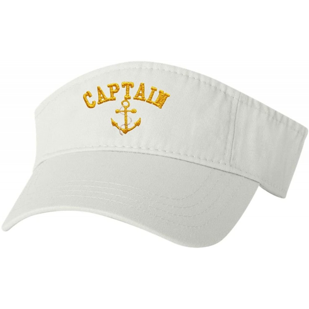 Visors Adult Captain with Anchor Embroidered Visor Dad Hat - White - CB184IKRGO6 $29.86