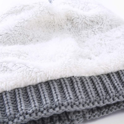 Skullies & Beanies Women's Knitted Messy Bun Hat Ponytail Beanie Baggy Chunky Stretch Slouchy Winter - Gray - CY18YTLHO8T $11.56