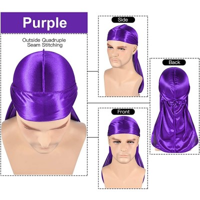 Skullies & Beanies 3PCS Silky Durags Pack for Men Waves- Satin Doo Rag- Award 1 Wave Cap - A-style J - CS196I0T7OL $20.03