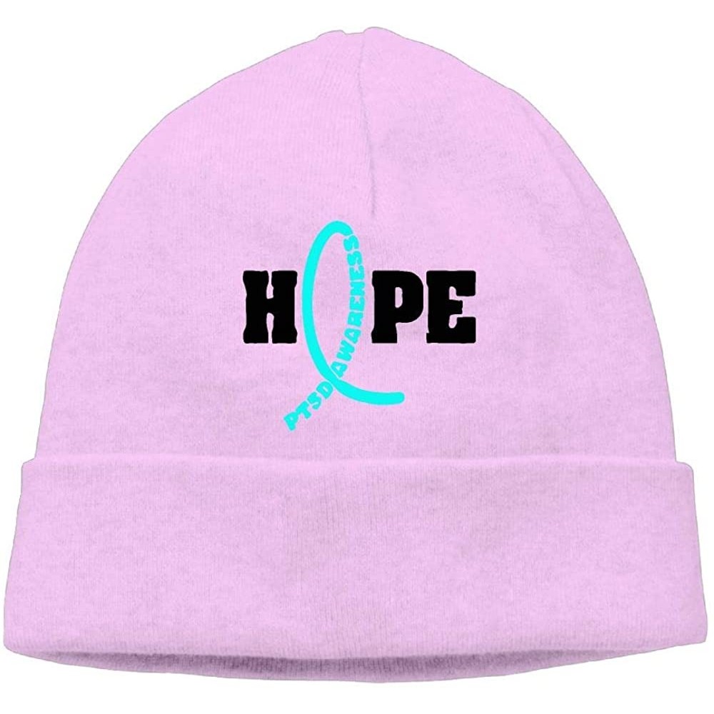 Skullies & Beanies Men Women PTSD Awareness Soft Knit Beanie Caps - Pink - CO18K6T88LN $15.07