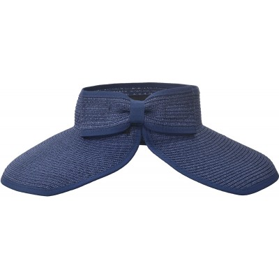 Sun Hats Women's Spring/Summer Collection Straw Woven Wide Brim Sun Visor Hat - Dark Blue - C518E2YSN02 $13.00