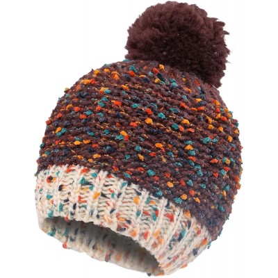 Skullies & Beanies Boys Girls Kids Knit Beanie with Pompom Toddlers Winter Hat Cap - Brown Speckled - CQ1853844X0 $8.50