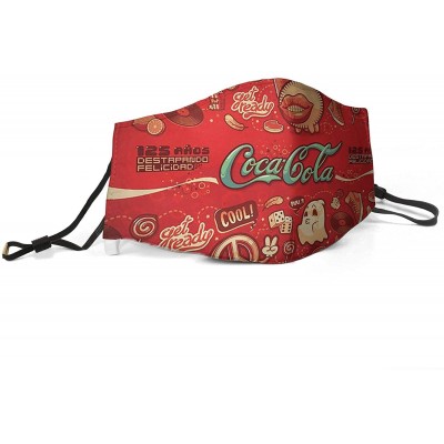 Balaclavas Women Men Face Cover Cover Muffle Anti Dust Mouth with Adjustable Earloop Face-Mask - Coca Cola Allover - C0197XLC...