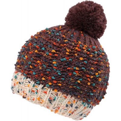 Skullies & Beanies Boys Girls Kids Knit Beanie with Pompom Toddlers Winter Hat Cap - Brown Speckled - CQ1853844X0 $8.50