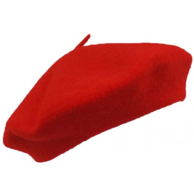 Berets Classic French Artist 100% Wool Beret Hat Red - C411JFGGGAT $10.80