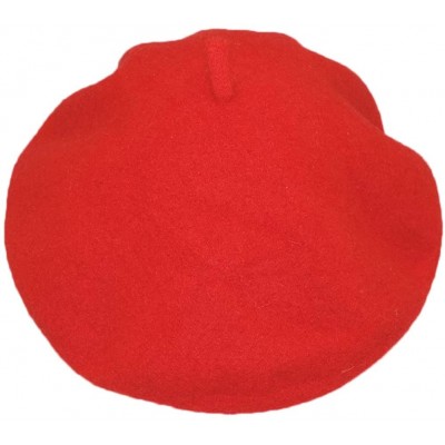 Berets Classic French Artist 100% Wool Beret Hat Red - C411JFGGGAT $10.80