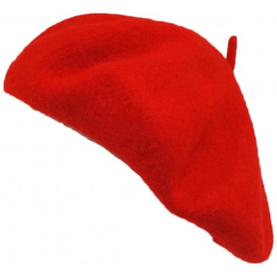 Berets Classic French Artist 100% Wool Beret Hat Red - C411JFGGGAT $10.80