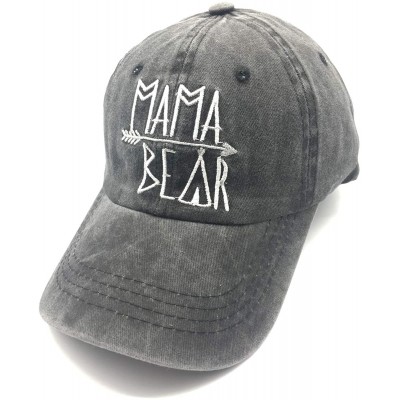 Baseball Caps Women's Embroidered Ponycap- Vintage Distressed Baseball Denim Cap - Black - CZ18M6KE43X $14.31