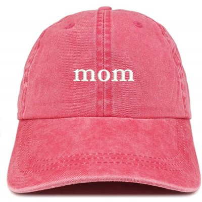 Baseball Caps Mom and Dad Pigment Dyed Couple 2 Pc Cap Set - Red Black - CJ18I7Y69RT $29.96