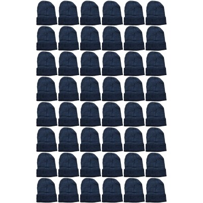 Skullies & Beanies 48 Pack Wholesale Bulk Winter Thermal Beanies Skull Caps- Thermal Gloves Unisex - Solid Black Beanie - CU1...