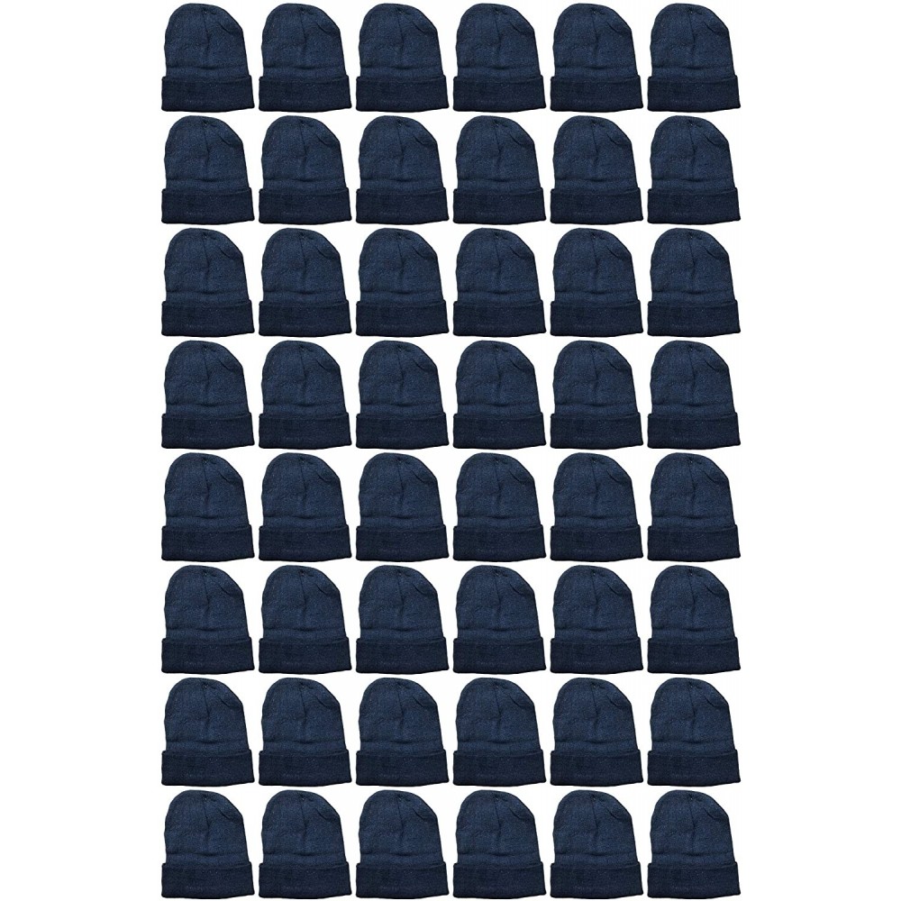 Skullies & Beanies 48 Pack Wholesale Bulk Winter Thermal Beanies Skull Caps- Thermal Gloves Unisex - Solid Black Beanie - CU1...