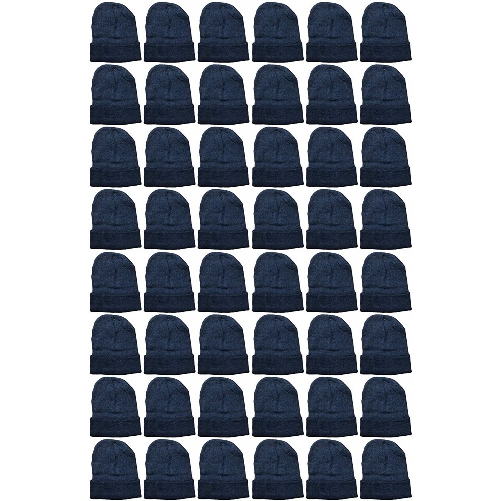 Skullies & Beanies 48 Pack Wholesale Bulk Winter Thermal Beanies Skull Caps- Thermal Gloves Unisex - Solid Black Beanie - CU1...