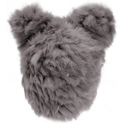 Skullies & Beanies Women Fashion Winter Warm Ribbit Fur Beanie Hat Girls Skull Caps - Gray - C811QAEYC3H $46.43