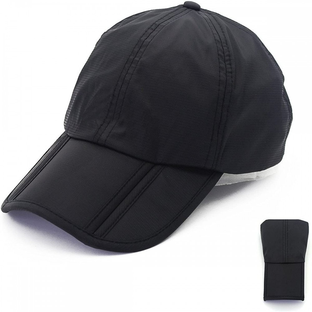 Baseball Caps Sun Hat UPF50+ UV Protection Quick-Dry Visor Cap Foldable Baseball Cap - Black(no Logo) - CN18EYN4Y40 $11.00