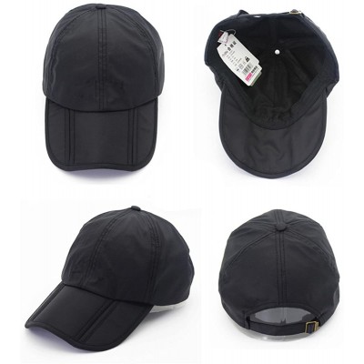 Baseball Caps Sun Hat UPF50+ UV Protection Quick-Dry Visor Cap Foldable Baseball Cap - Black(no Logo) - CN18EYN4Y40 $11.00