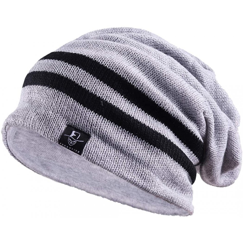 Skullies & Beanies Slouchy Beanie for Men Winter Summer Skull Cap Oversize Knit Hat - B318-light Grey - C012MYDSL1T $11.15