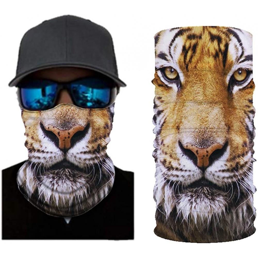 Balaclavas Cool Animal Print Seamless Bandana Rave Dust Wind Sun Protection Scarf Neck Balaclava - Brown Big Tiger - CJ1904L8...