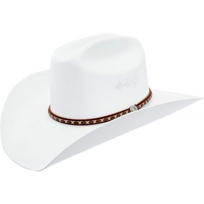 Cowboy Hats Classic Cattleman Straw Cowboy Hat Western Style Pinch Front Canvas Cowboy Cowgirl Hat - Canvas White - CM18QT4EK...