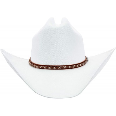 Cowboy Hats Classic Cattleman Straw Cowboy Hat Western Style Pinch Front Canvas Cowboy Cowgirl Hat - Canvas White - CM18QT4EK...