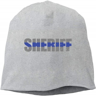 Skullies & Beanies Sheriff Thin Blue Line Unisex Knitted Hat Beanie Hat Warm Hats Skull Cap - Gray - C118M0Z9WQN $25.12