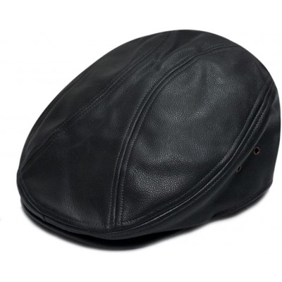 Newsboy Caps Pml1200 Pamoa Faux Leather Escot Ivy Cap - Dark Grey - CE11H5QOF7D $36.42