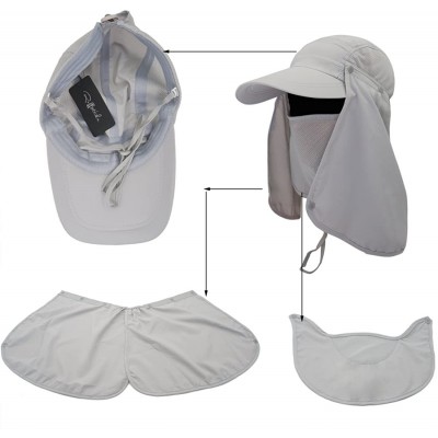 Sun Hats UPF 50+ Sun Hat with Neck Flap Removable Multifunction Outdoor Sport Summer Cap - Grey - C8184QREIDI $11.63