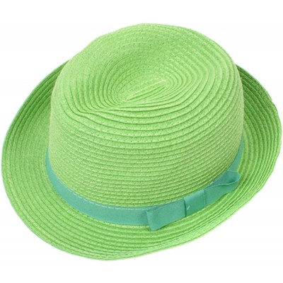 Fedoras Solid Color Paper Fedora Hat - Green - CC118FWH06J $20.70