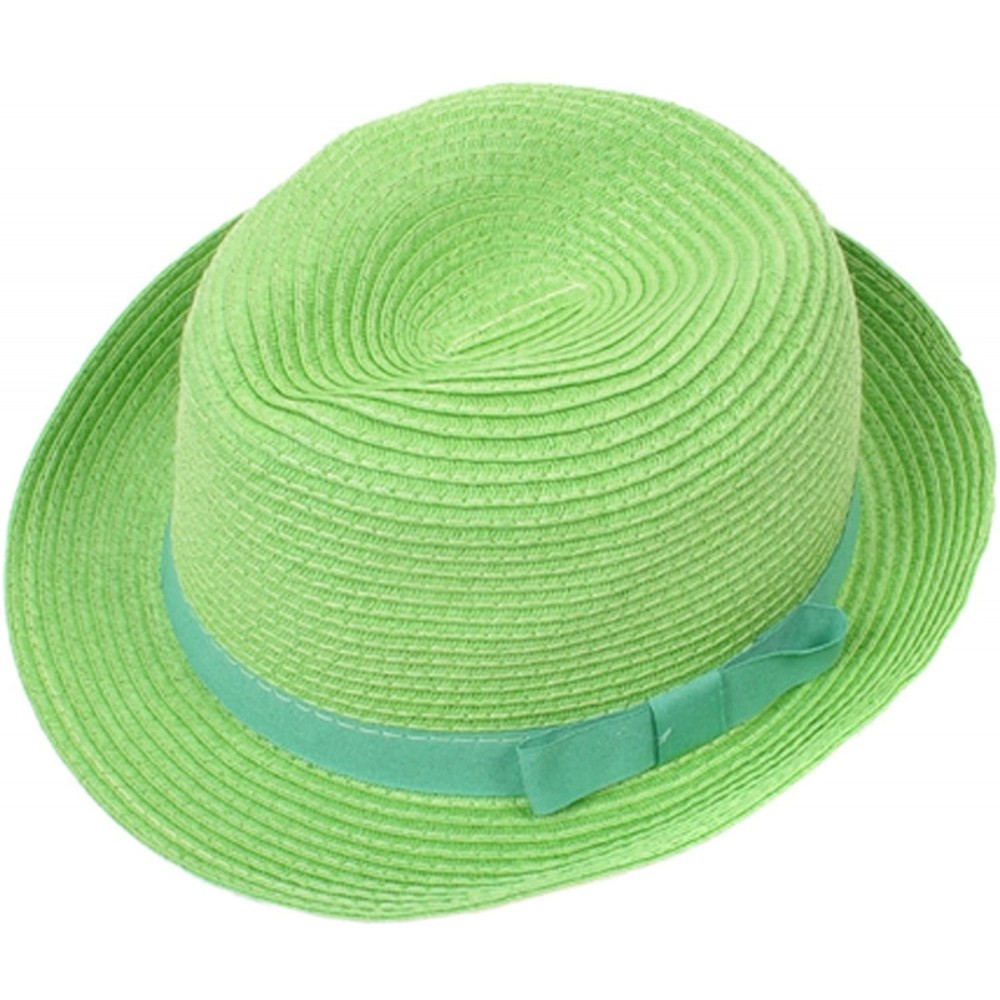 Fedoras Solid Color Paper Fedora Hat - Green - CC118FWH06J $11.71