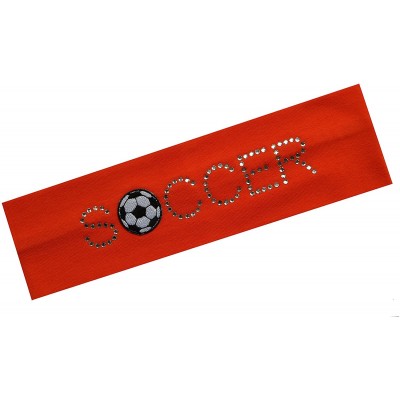 Headbands SOCCER BALL Rhinestone Cotton Stretch Headband for Girls- Teens and Adults Soccer Team Gifts - Orange - C111BHA0GAB...