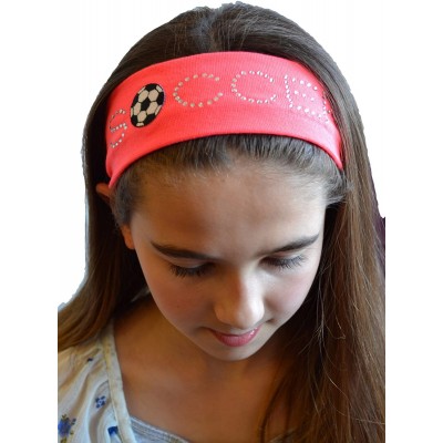 Headbands SOCCER BALL Rhinestone Cotton Stretch Headband for Girls- Teens and Adults Soccer Team Gifts - Orange - C111BHA0GAB...
