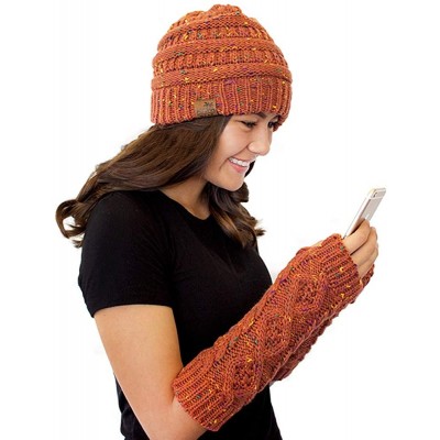 Skullies & Beanies Beanie (NO Hole) and Arm Warmer Fingerless Gloves - Rust Orange W/ Armwarmers - CH18KMQC0CM $17.14