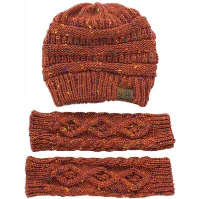 Skullies & Beanies Beanie (NO Hole) and Arm Warmer Fingerless Gloves - Rust Orange W/ Armwarmers - CH18KMQC0CM $17.14