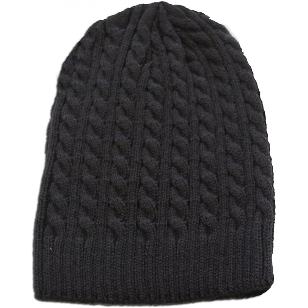 Skullies & Beanies Twister Skully Cable Beanie - Dark Grey - C911HH9IFIX $11.40