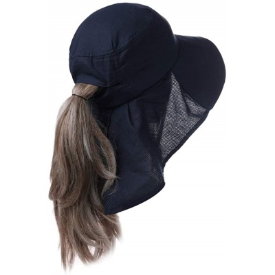 Sun Hats Fishing Bucket Hat for Women Foldable Packable Ladies Hunting Wide Brim - 00020_navy Blue - CK18SSNC8KC $13.86