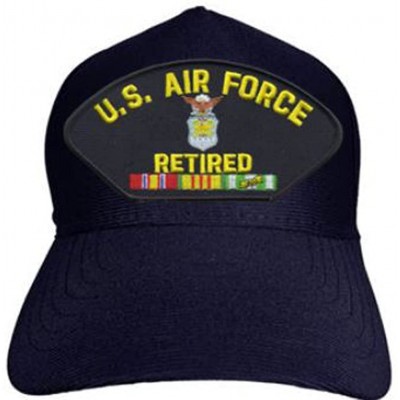 Baseball Caps U.S. Air Force Retired with Ribbons Baseball Cap. Navy Blue. Made in USA - C218CEOSU0R $17.00