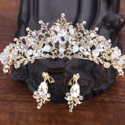 Headbands New Women Crystal Anadem Wedding Decoration Accessories Gift Headbands - White - CP18M4M9CN5 $32.47