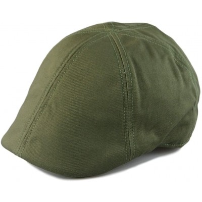 Newsboy Caps Mens 6pannel Duck Bill Curved Ivy Drivers Hat One Size(Elastic Band Closure) - Olive - CQ12HN3UL6B $9.16