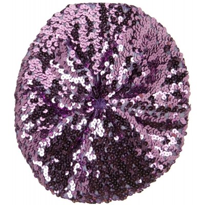 Berets Sequin Knitted Beret - Lilac W09S62F - CN1108HNRT3 $40.85