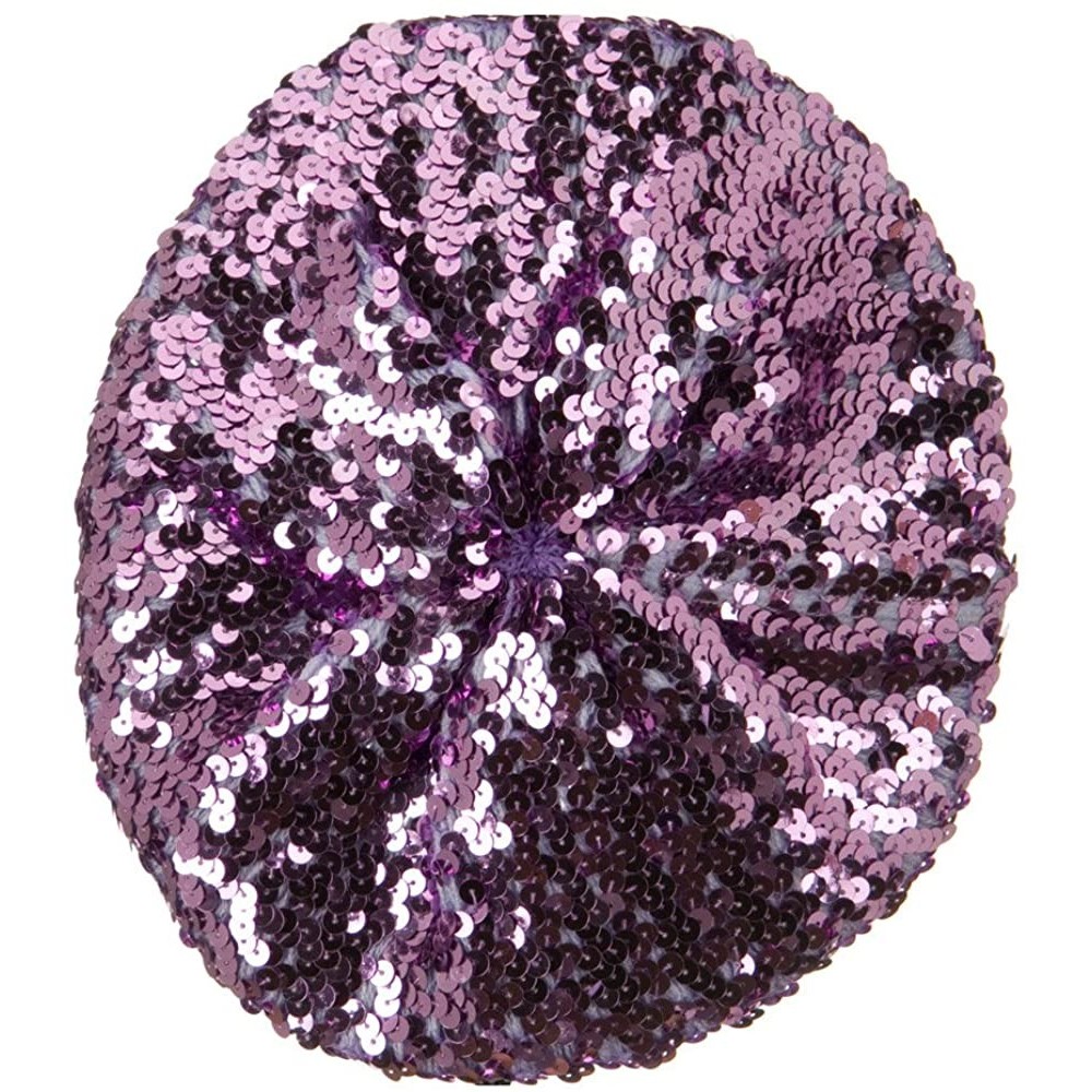 Berets Sequin Knitted Beret - Lilac W09S62F - CN1108HNRT3 $25.46