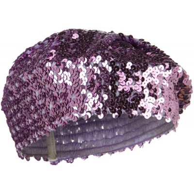 Berets Sequin Knitted Beret - Lilac W09S62F - CN1108HNRT3 $25.46