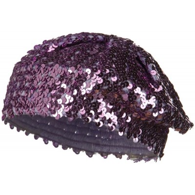 Berets Sequin Knitted Beret - Lilac W09S62F - CN1108HNRT3 $25.46