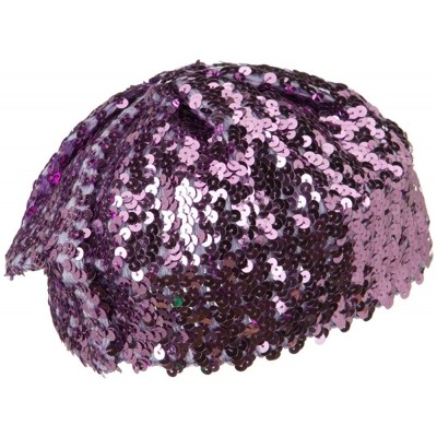 Berets Sequin Knitted Beret - Lilac W09S62F - CN1108HNRT3 $25.46