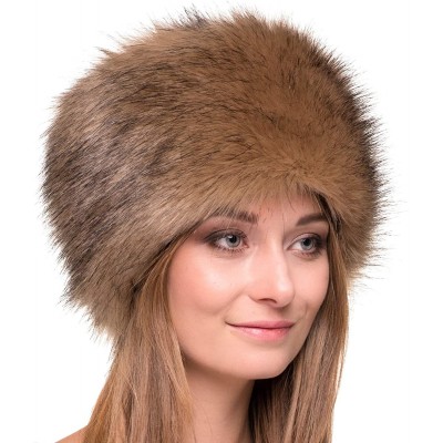 Bomber Hats Russian Faux Fur Hat for Women - Like Real Fur - Comfy Cossack Style - Beige Fox - CT110UBXBXJ $50.48