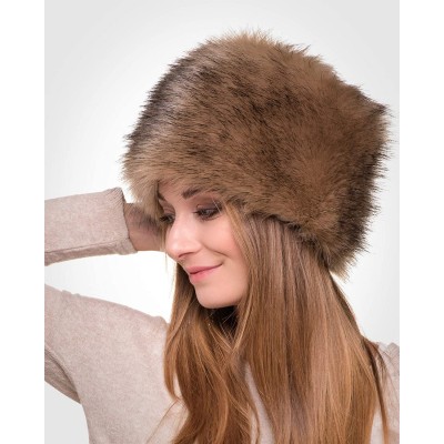 Bomber Hats Russian Faux Fur Hat for Women - Like Real Fur - Comfy Cossack Style - Beige Fox - CT110UBXBXJ $25.81