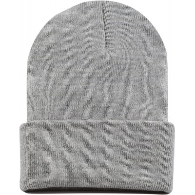 Skullies & Beanies Cuff Beanie Cap/Made in USA Knit Skull Long Beanie Plain Ski Hat - Grey - CQ12I1ZA0OH $8.00