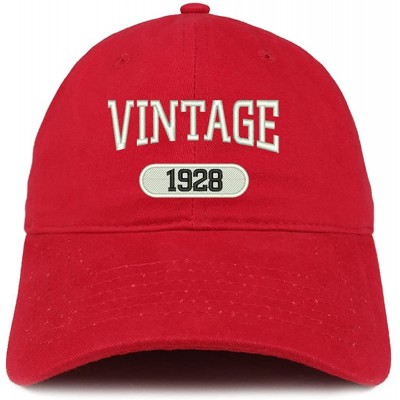 Baseball Caps Vintage 1928 Embroidered 92nd Birthday Relaxed Fitting Cotton Cap - Red - C9180ZHNYCO $19.15